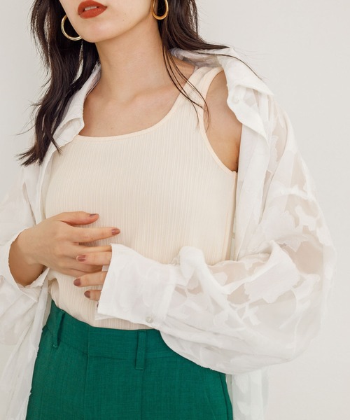 w closet（ダブルクローゼット）の「ランダムリブタンクトップ（タンクトップ・レディース・ライトブルー/パープル/ブラウン/ダークオレンジ/ダークグリーン/ブラック/アイボリー・FREE）」の2枚目の写真