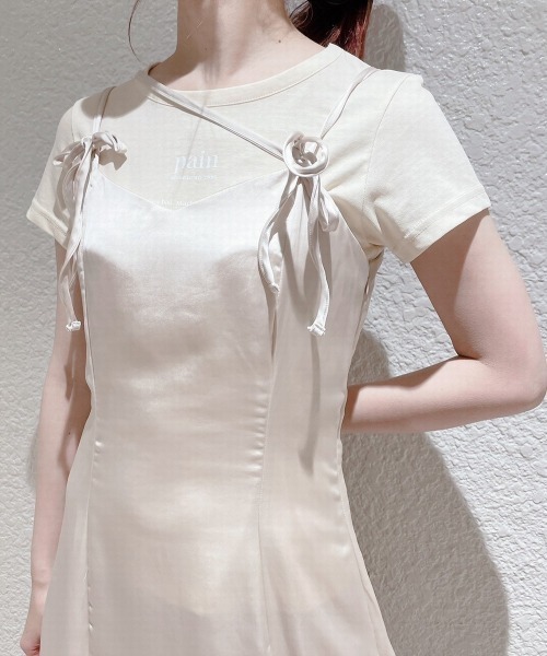 lilLilly（リルリリー）の「サテンランジェリーワンピース（ワンピース・レディース・ブラック/ベージュ/ピンク/グレー/ブルー・FREE）」の11枚目の写真