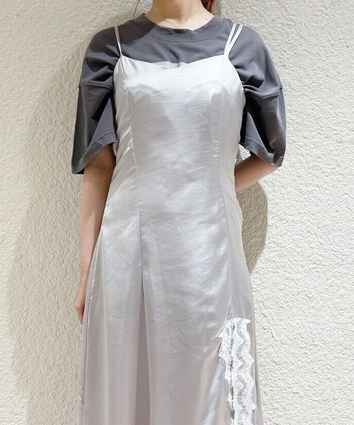 lilLilly（リルリリー）の「サテンランジェリーワンピース（ワンピース・レディース・ブラック/ベージュ/ピンク/グレー/ブルー・FREE）」の12枚目の写真