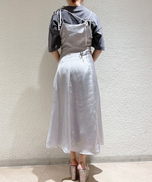 lilLilly（リルリリー）の「サテンランジェリーワンピース（ワンピース・レディース・ブラック/ベージュ/ピンク/グレー/ブルー・FREE）」の13枚目の写真