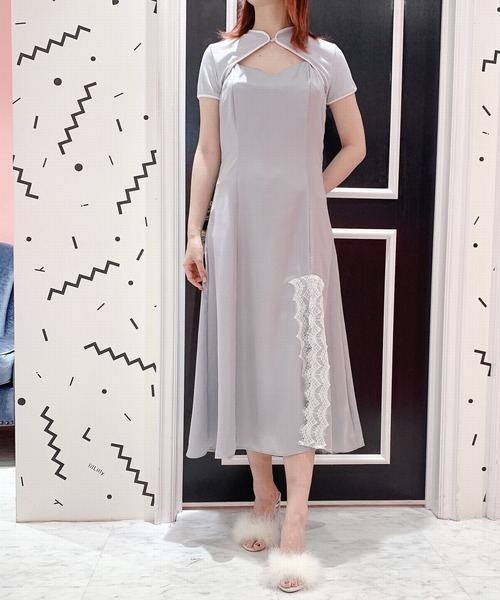 lilLilly（リルリリー）の「サテンランジェリーワンピース（ワンピース・レディース・ブラック/ベージュ/ピンク/グレー/ブルー・FREE）」の20枚目の写真