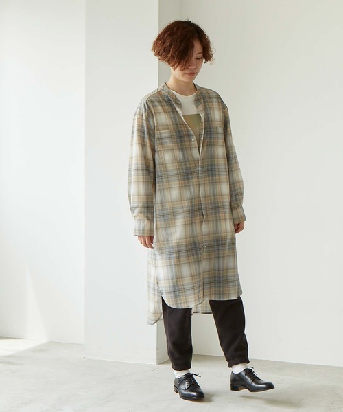 note et silence （ノートエシロンス）の「.●マナードチェック スタンドカラーブラウス（シャツ/ブラウス・レディース・チェック/ブラック/チャコールグレー・FREE）」の5枚目の写真