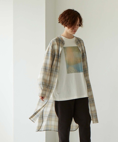 note et silence （ノートエシロンス）の「.●マナードチェック スタンドカラーブラウス（シャツ/ブラウス・レディース・チェック/ブラック/チャコールグレー・FREE）」の8枚目の写真