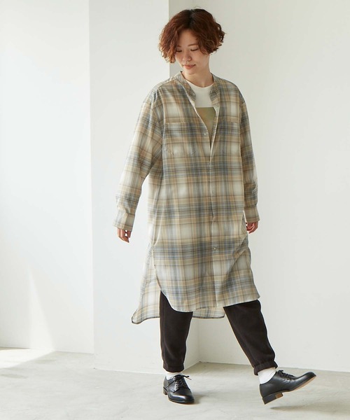 note et silence （ノートエシロンス）の「.●マナードチェック スタンドカラーブラウス（シャツ/ブラウス・レディース・チェック/ブラック/チャコールグレー・FREE）」の4枚目の写真