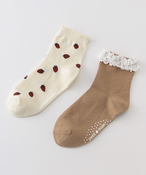 petit main（プティマイン）の「2Pアソートアンクルソックス（ソックス/靴下・キッズ・アイボリー/ネイビー/ライトベージュ/ラベンダー・SS/S/M/L）」の2枚目の写真