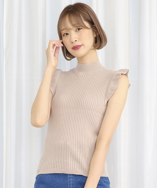 TITTY&CO.(ティティーアンドコー)の「ショルダーフリルニットトップス(ニット/セーター・レディース・ライトブルー/ブラック/ピンク・FREE)」の4枚目の写真