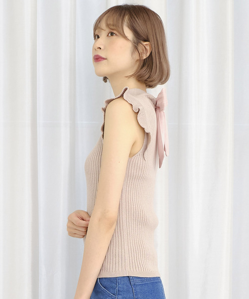 TITTY&CO.(ティティーアンドコー)の「ショルダーフリルニットトップス(ニット/セーター・レディース・ライトブルー/ブラック/ピンク・FREE)」の15枚目の写真