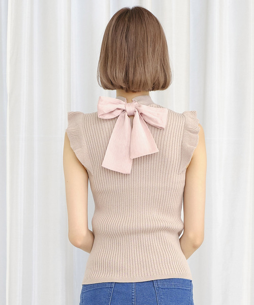 TITTY&CO.(ティティーアンドコー)の「ショルダーフリルニットトップス(ニット/セーター・レディース・ライトブルー/ブラック/ピンク・FREE)」の9枚目の写真