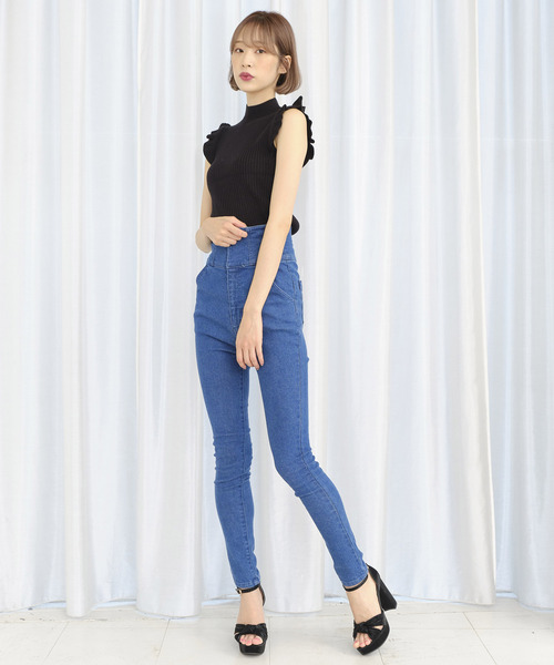 TITTY&CO.(ティティーアンドコー)の「ショルダーフリルニットトップス(ニット/セーター・レディース・ライトブルー/ブラック/ピンク・FREE)」の16枚目の写真