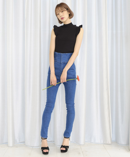 TITTY&CO.(ティティーアンドコー)の「ショルダーフリルニットトップス(ニット/セーター・レディース・ライトブルー/ブラック/ピンク・FREE)」の10枚目の写真