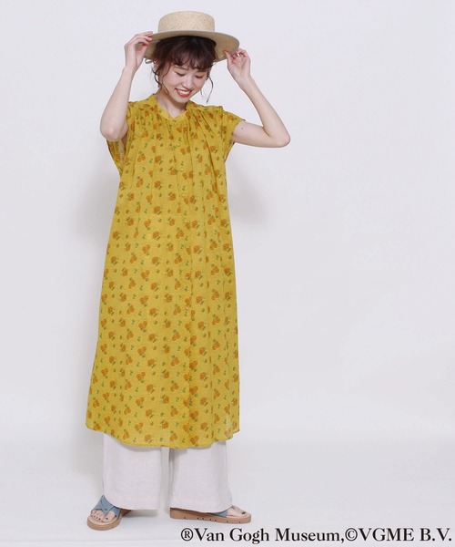 POU DOU DOU（プードゥドゥ）の「VGMサンフラワープリントワンピース（ワンピース・レディース・イエロー・3）」の15枚目の写真