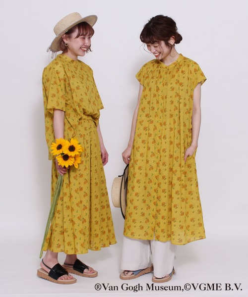 POU DOU DOU（プードゥドゥ）の「VGMサンフラワープリントワンピース（ワンピース・レディース・イエロー・3）」の3枚目の写真