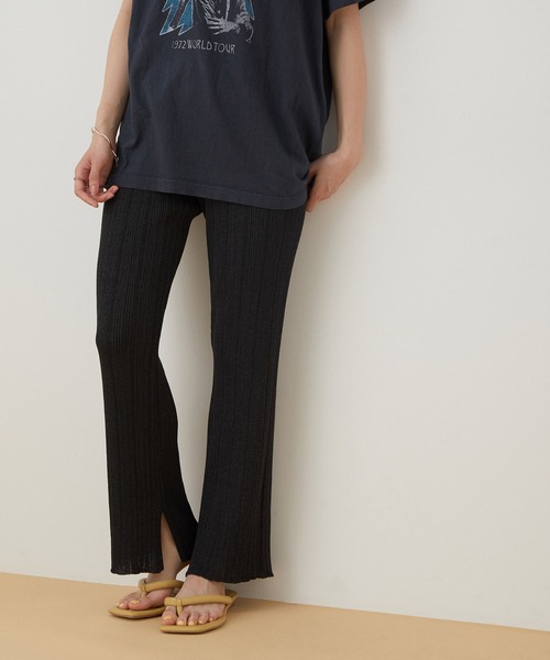 ADAM ET ROPE'（アダムエロペ）の「【セットアップ対応】ランダムリブニットパンツ（その他パンツ・レディース・ブラック/ベージュ系その他・FREE）」の2枚目の写真