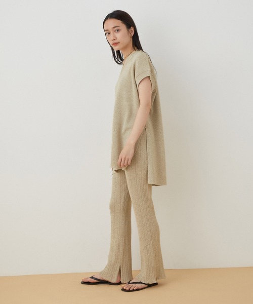 ADAM ET ROPE'（アダムエロペ）の「【セットアップ対応】ランダムリブニットパンツ（その他パンツ・レディース・ブラック/ベージュ系その他・FREE）」の5枚目の写真