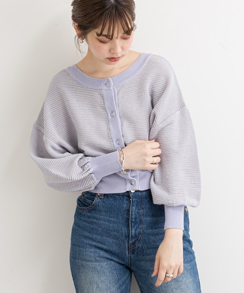 natural couture（ナチュラルクチュール）の「【WEB限定】クリア釦メッシュカーディガン（カーディガン/ボレロ・レディース・オフホワイト/ブラック/グレー/ブラウン/ラベンダー・FREE）」の5枚目の写真