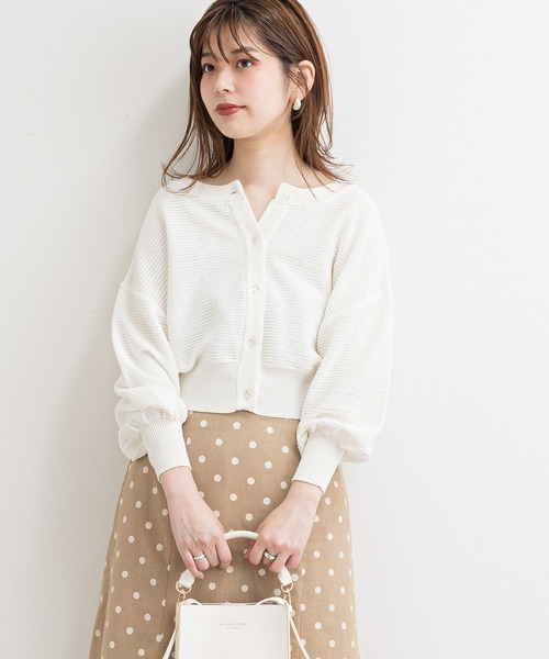 natural couture（ナチュラルクチュール）の「【WEB限定】クリア釦メッシュカーディガン（カーディガン/ボレロ・レディース・オフホワイト/ブラック/グレー/ブラウン/ラベンダー・FREE）」の14枚目の写真