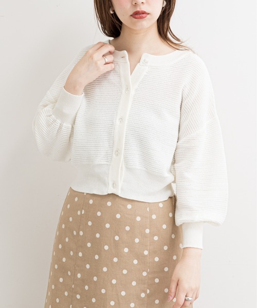 natural couture（ナチュラルクチュール）の「【WEB限定】クリア釦メッシュカーディガン（カーディガン/ボレロ・レディース・オフホワイト/ブラック/グレー/ブラウン/ラベンダー・FREE）」の6枚目の写真