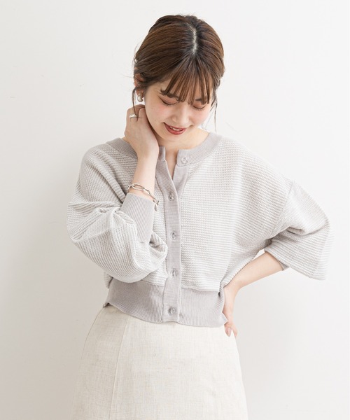 natural couture（ナチュラルクチュール）の「【WEB限定】クリア釦メッシュカーディガン（カーディガン/ボレロ・レディース・オフホワイト/ブラック/グレー/ブラウン/ラベンダー・FREE）」の11枚目の写真