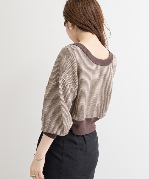 natural couture（ナチュラルクチュール）の「【WEB限定】クリア釦メッシュカーディガン（カーディガン/ボレロ・レディース・オフホワイト/ブラック/グレー/ブラウン/ラベンダー・FREE）」の8枚目の写真