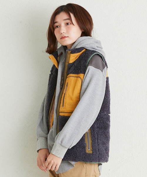 KRIFF MAYER Lady's Collection(クリフメイヤーレディースコレクション)の「シャギーボアベスト(ベスト・レディース・グレー/ネイビー/ベージュ/カラフル/ナチュラル/カーキ/レンガ・LARGE/MEDIUM)」の5枚目の写真