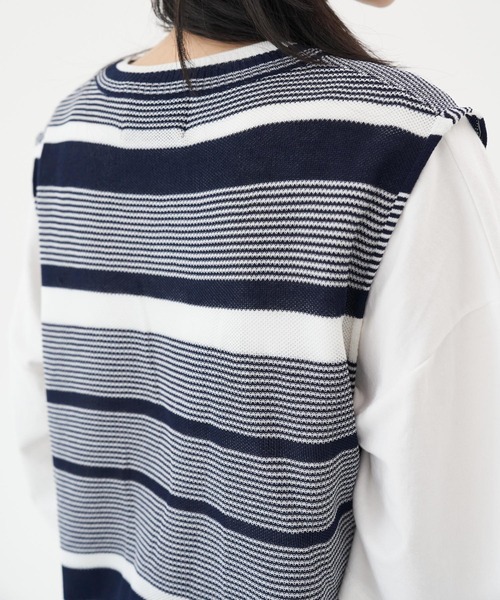 FEKETE（フェケテ）の「FEKETE MULTI BORDER SUMMER KNIT VEST（ベスト・メンズ・ブラック/ネイビー・FREE）」の14枚目の写真