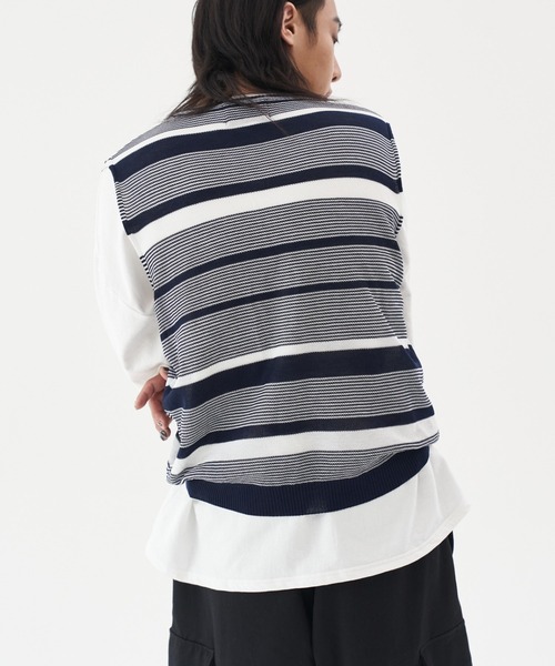 FEKETE（フェケテ）の「FEKETE MULTI BORDER SUMMER KNIT VEST（ベスト・メンズ・ブラック/ネイビー・FREE）」の19枚目の写真