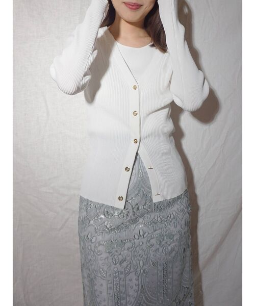 MERCURYDUO（マーキュリーデュオ）の「オーナメントエンブロイダリータイトスカート（スカート・レディース・アイボリー/ミント・SMALL/MEDIUM）」の4枚目の写真