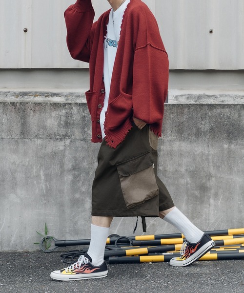 Perushu(ペルーシュ)の「ダメージルーズニットカーディガン(カーディガン/ボレロ・メンズ・ブラック/イエロー/ボルドー/ダークブルー/ブルーグリーン/オレンジ/ダークグリーン/ブルー・MEDIUM/LARGE)」の21枚目の写真