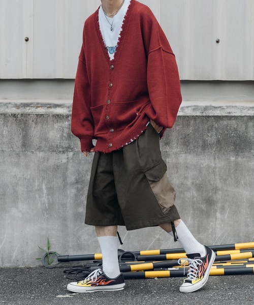 Perushu(ペルーシュ)の「ダメージルーズニットカーディガン(カーディガン/ボレロ・メンズ・ブラック/イエロー/ボルドー/ダークブルー/ブルーグリーン/オレンジ/ダークグリーン/ブルー・MEDIUM/LARGE)」の19枚目の写真