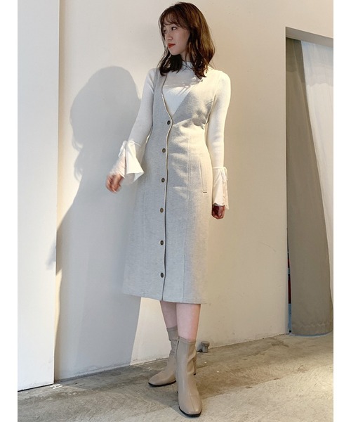 dazzlin（ダズリン）の「ヘムレースフレアニットトップス（ニット/セーター・レディース・ピンク/オフホワイト/ブラック/ブラウン/ベージュ・FREE）」の14枚目の写真