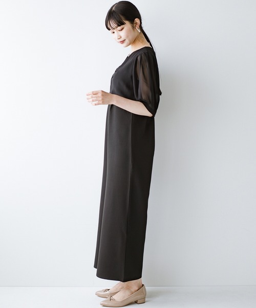 haco!(ハコ)の「【φ】ゆったりな着心地ときちんとみせは両立できる!異素材づかいが華やかなきれいめオールインワン(つなぎ/オールインワン・レディース・ブラック/グリーン・SMALL/MEDIUM/LARGE/X-LARGE)」の16枚目の写真