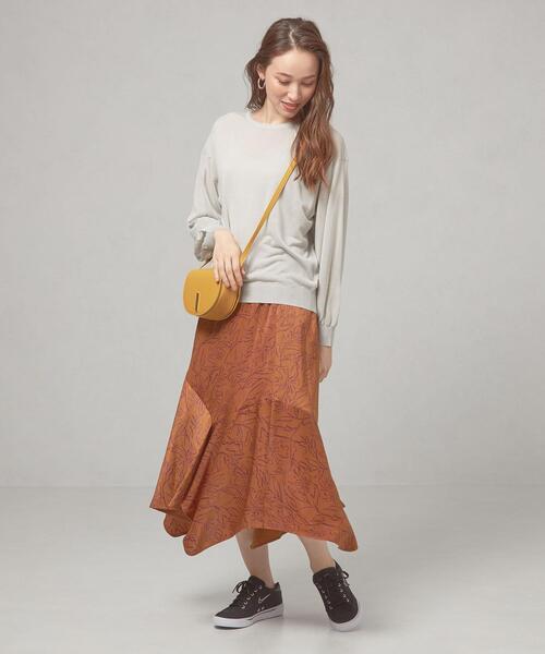 THE STATION STORE(ザ ステーション ストア)の「<ma couleur(マ クルール)>サテン フラワープリント ラッフルスカート(スカート・レディース・ブラック/オレンジ系その他・S/M)」の13枚目の写真