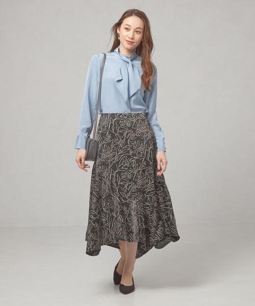 THE STATION STORE(ザ ステーション ストア)の「<ma couleur(マ クルール)>サテン フラワープリント ラッフルスカート(スカート・レディース・ブラック/オレンジ系その他・S/M)」の18枚目の写真