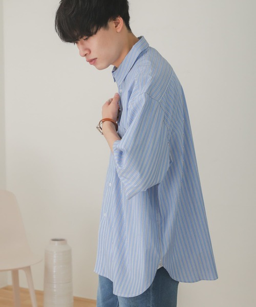 SENSE OF PLACE by URBAN RESEARCH（センスオブプレイスバイアーバンリサーチ）の「タイプライターエクストラルーズシャツ（シャツ/ブラウス・メンズ・ネイビー/ライトブルー/ホワイト・LARGE/MEDIUM）」の8枚目の写真