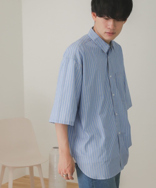 SENSE OF PLACE by URBAN RESEARCH（センスオブプレイスバイアーバンリサーチ）の「タイプライターエクストラルーズシャツ（シャツ/ブラウス・メンズ・ネイビー/ライトブルー/ホワイト・LARGE/MEDIUM）」の19枚目の写真