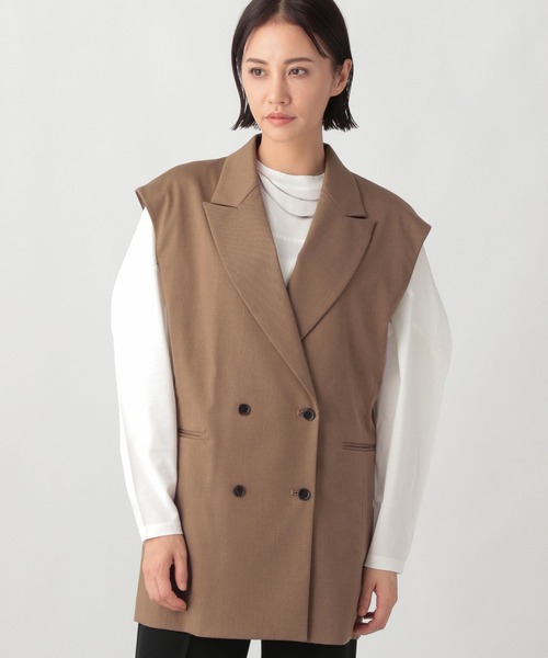 Ezick(エジック)の「カルゼダブルオーバージレ(テーラードジャケット・レディース・サンドグレー/ブラウン・FREE)」の2枚目の写真