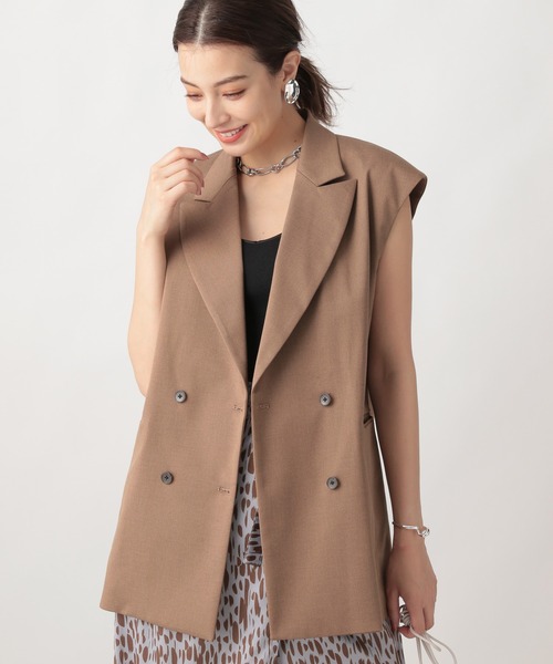 Ezick(エジック)の「カルゼダブルオーバージレ(テーラードジャケット・レディース・サンドグレー/ブラウン・FREE)」の5枚目の写真