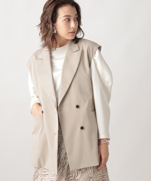 Ezick(エジック)の「カルゼダブルオーバージレ(テーラードジャケット・レディース・サンドグレー/ブラウン・FREE)」の12枚目の写真