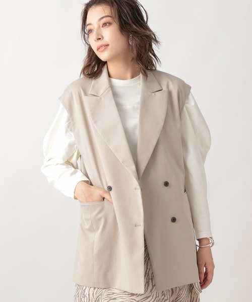 Ezick(エジック)の「カルゼダブルオーバージレ(テーラードジャケット・レディース・サンドグレー/ブラウン・FREE)」の17枚目の写真