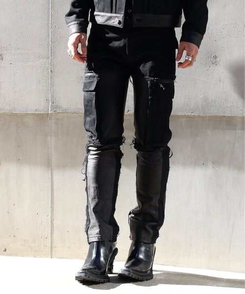 AVALONE（アヴァロン）の「【AVALONE / アヴァロン】TRASH BREEDS COWLEATHER DENIM PANTS（デニムパンツ・メンズ・ホワイト/ブラック・2/1）」の15枚目の写真