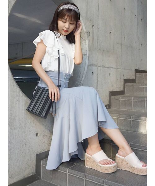 MERCURYDUO（マーキュリーデュオ）の「ストレッチツイルマーメイドフレアスカート（スカート・レディース・ブルー/ベージュ/ピンク/ブラウン/パープル・SMALL/MEDIUM）」の17枚目の写真