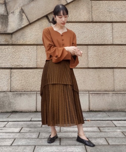 anown（アノン）の「ティアードデザイン ラメプリーツスカート