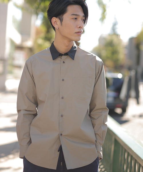 UNION STATION（ユニオンステーション）の「綿ブロード襟バイカラーシャツ（シャツ/ブラウス・メンズ・チャコール/ベージュ/ネイビー・M/L/S）」の3枚目の写真