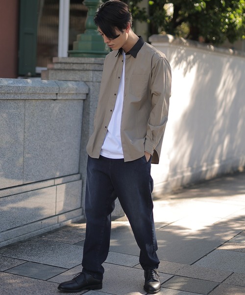 UNION STATION（ユニオンステーション）の「綿ブロード襟バイカラーシャツ（シャツ/ブラウス・メンズ・チャコール/ベージュ/ネイビー・M/L/S）」の16枚目の写真