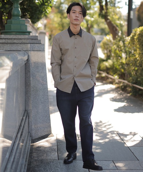 UNION STATION（ユニオンステーション）の「綿ブロード襟バイカラーシャツ（シャツ/ブラウス・メンズ・チャコール/ベージュ/ネイビー・M/L/S）」の17枚目の写真