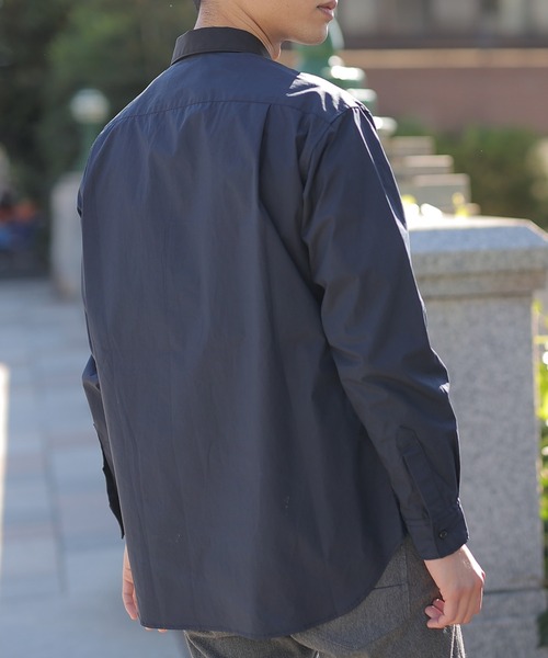 UNION STATION（ユニオンステーション）の「綿ブロード襟バイカラーシャツ（シャツ/ブラウス・メンズ・チャコール/ベージュ/ネイビー・M/L/S）」の20枚目の写真