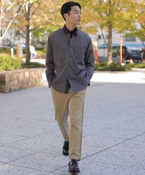 UNION STATION（ユニオンステーション）の「綿ブロード襟バイカラーシャツ（シャツ/ブラウス・メンズ・チャコール/ベージュ/ネイビー・M/L/S）」の15枚目の写真