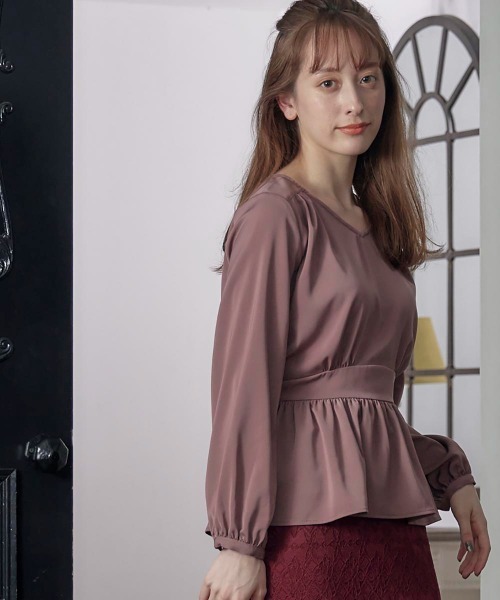 12Twelve Agenda（トゥエルブ　アジェンダ）の「ペプラムギャザーブラウス（シャツ/ブラウス・レディース・ピンク/ブラウン・M）」の5枚目の写真
