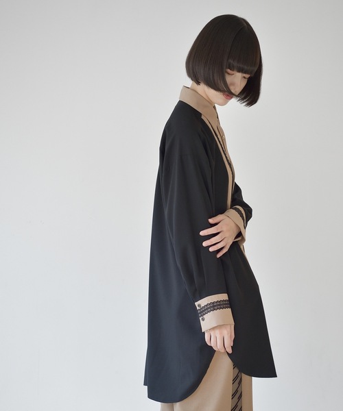 La SRIC（ラスリック）の「La SRIC / レーステープロングシャツ（シャツ/ブラウス・レディース・グレー系その他/キャメル・38）」の9枚目の写真