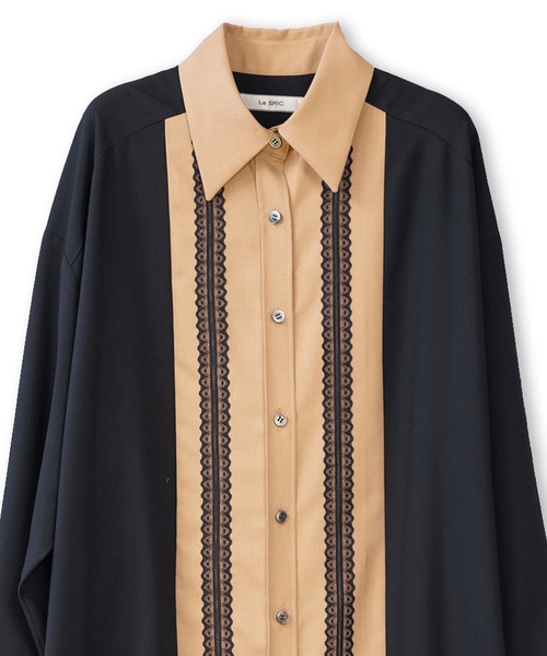 La SRIC（ラスリック）の「La SRIC / レーステープロングシャツ（シャツ/ブラウス・レディース・グレー系その他/キャメル・38）」の10枚目の写真